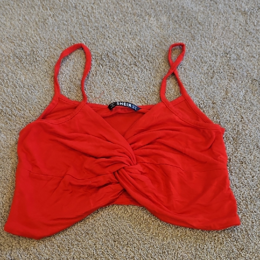 SHEIN Vibrant Red Twist-Front Tank Top
